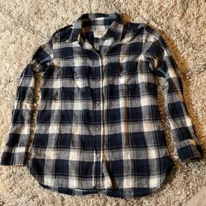 CURRENT/ELLIOTT Plaid Button Down Shirt Long Sleeve Casual Top